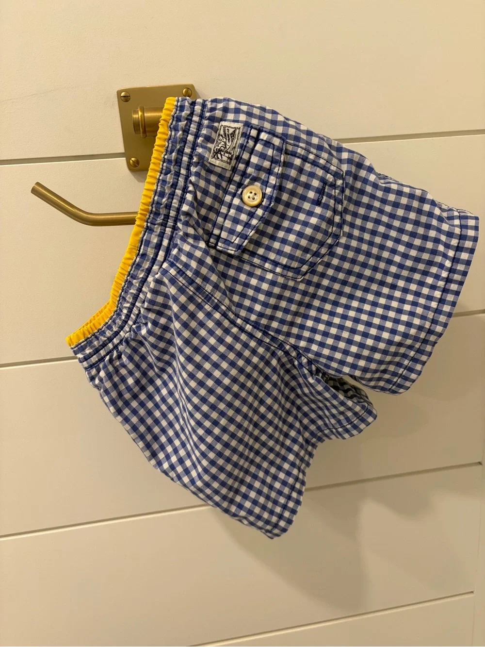 Blue & White Gingham Ralph Lauren Bathingsuit, Boys Shorts